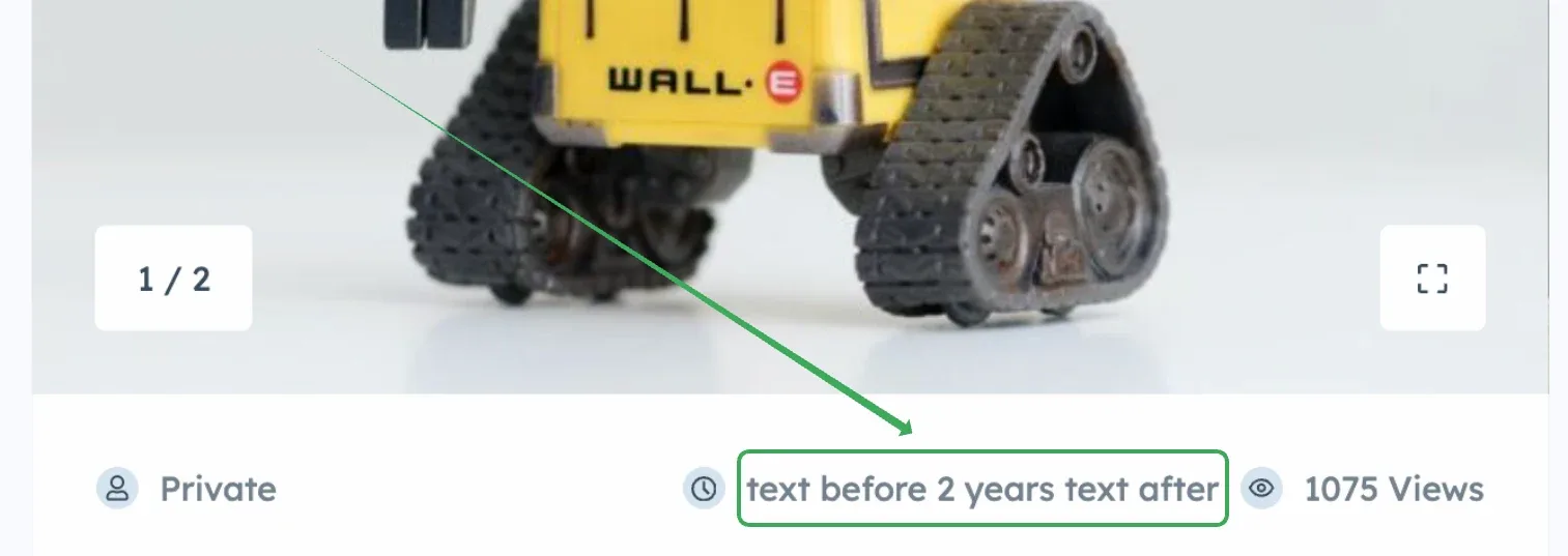The same ad page, where the date line now reads "text before 2 years text after".