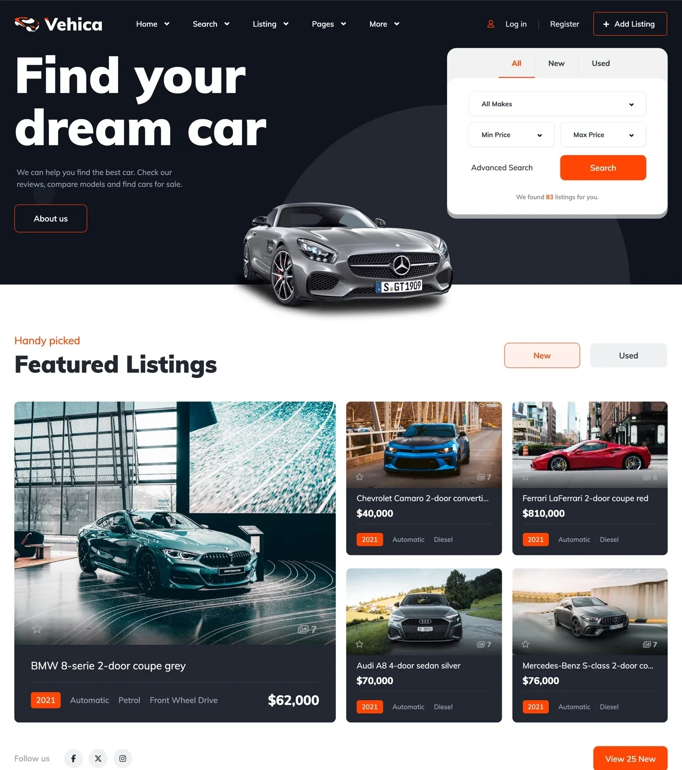 Vehica Classic homepage