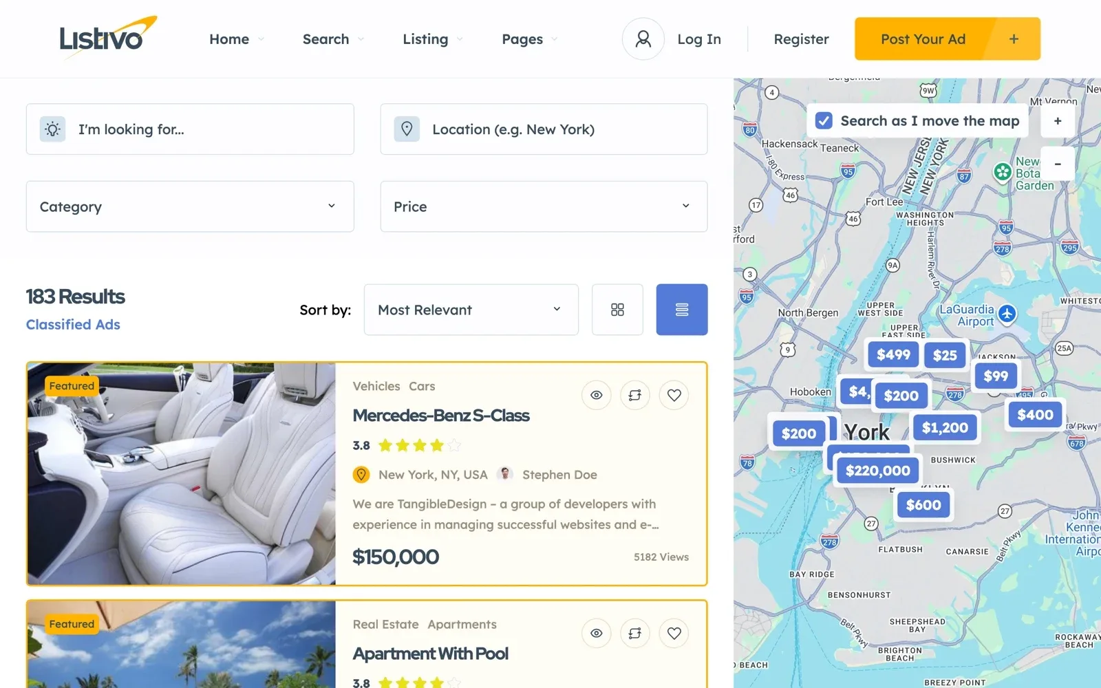 Let people search on a map near them