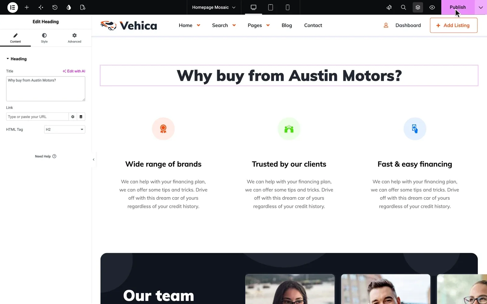 Change any page yourself in Elementor