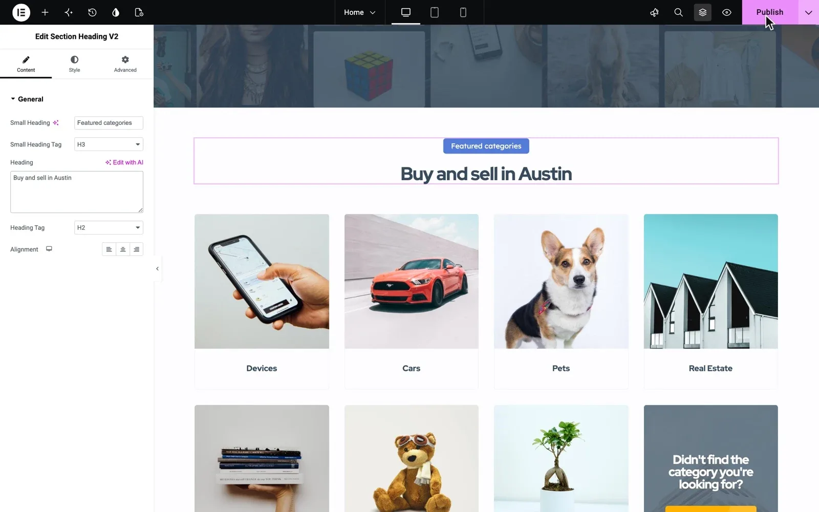 Change any page yourself in Elementor