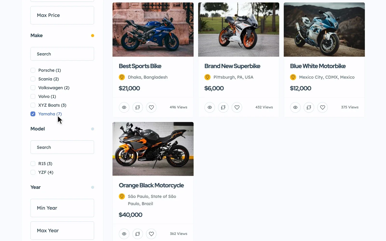 Show each category the filters it needs