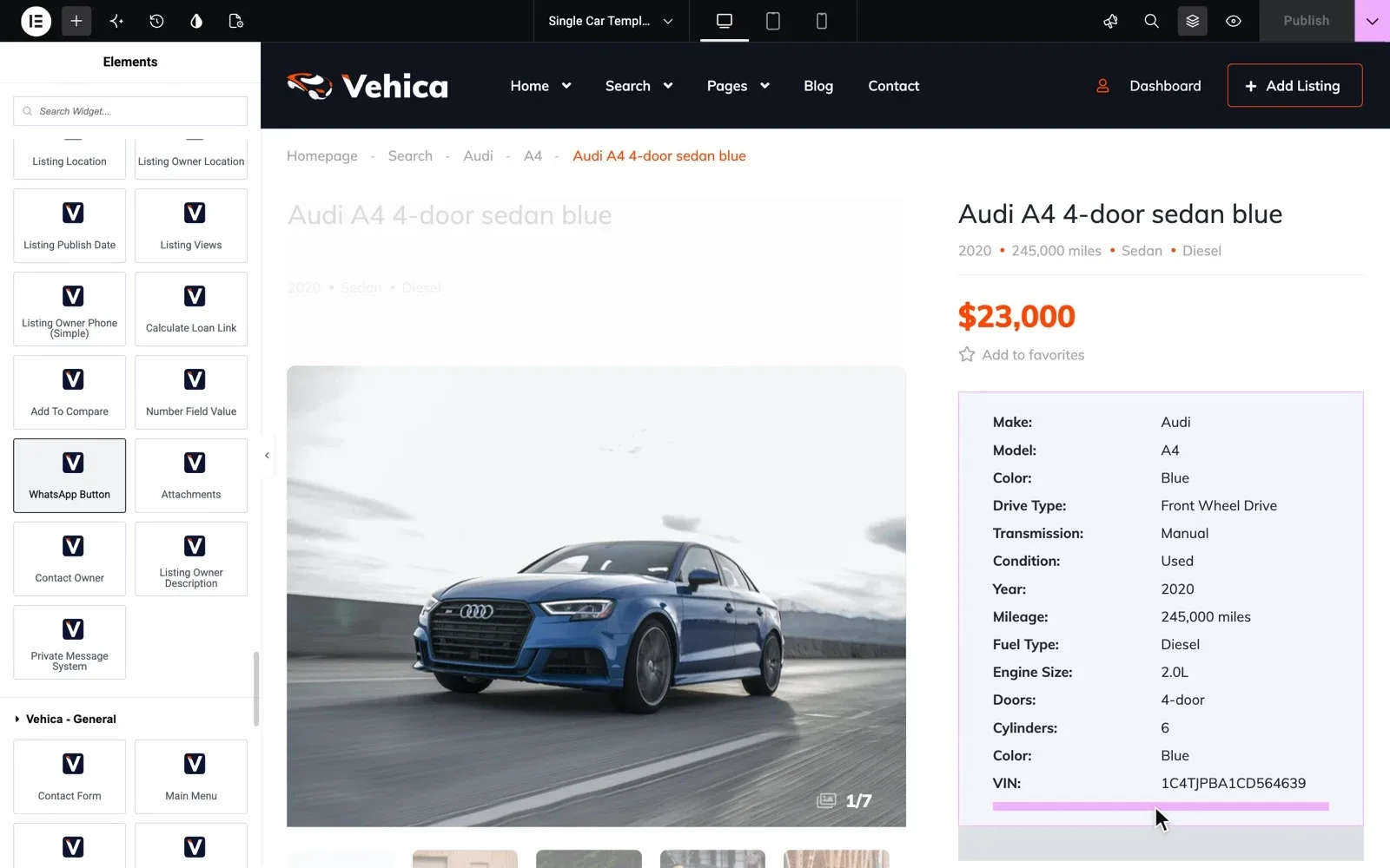 Give every car a page that sells it