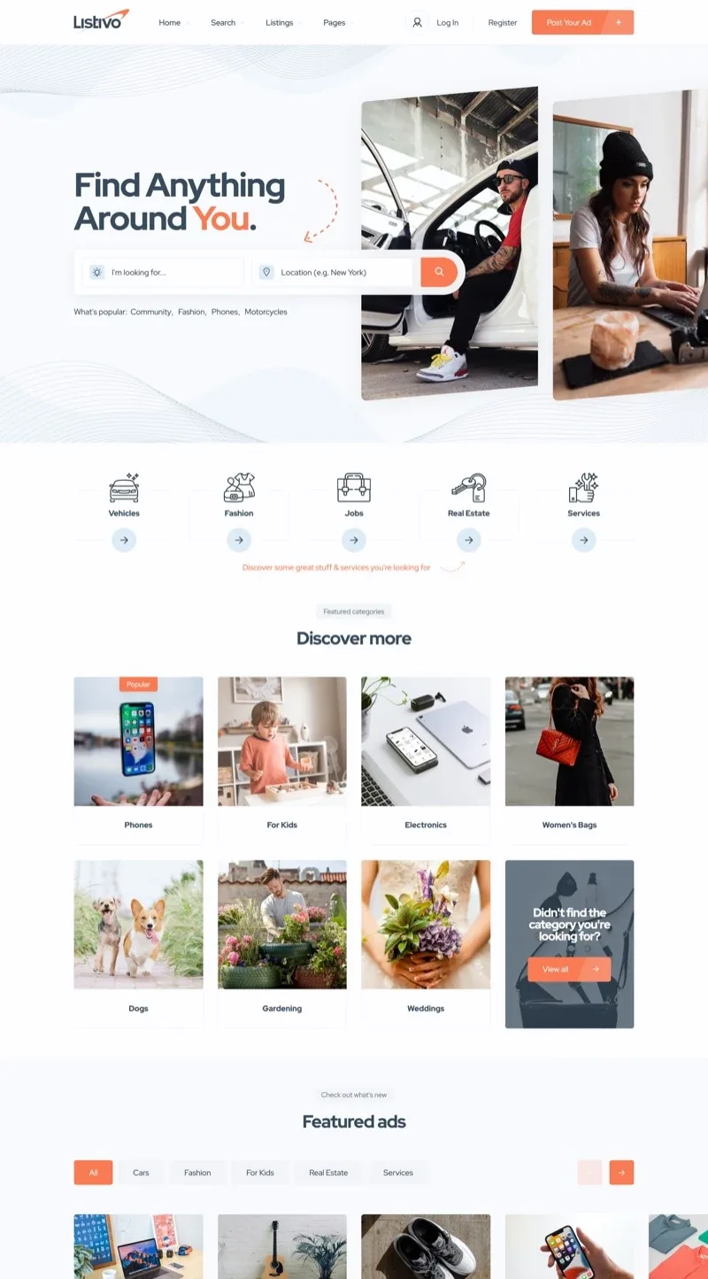 Listivo demo home page