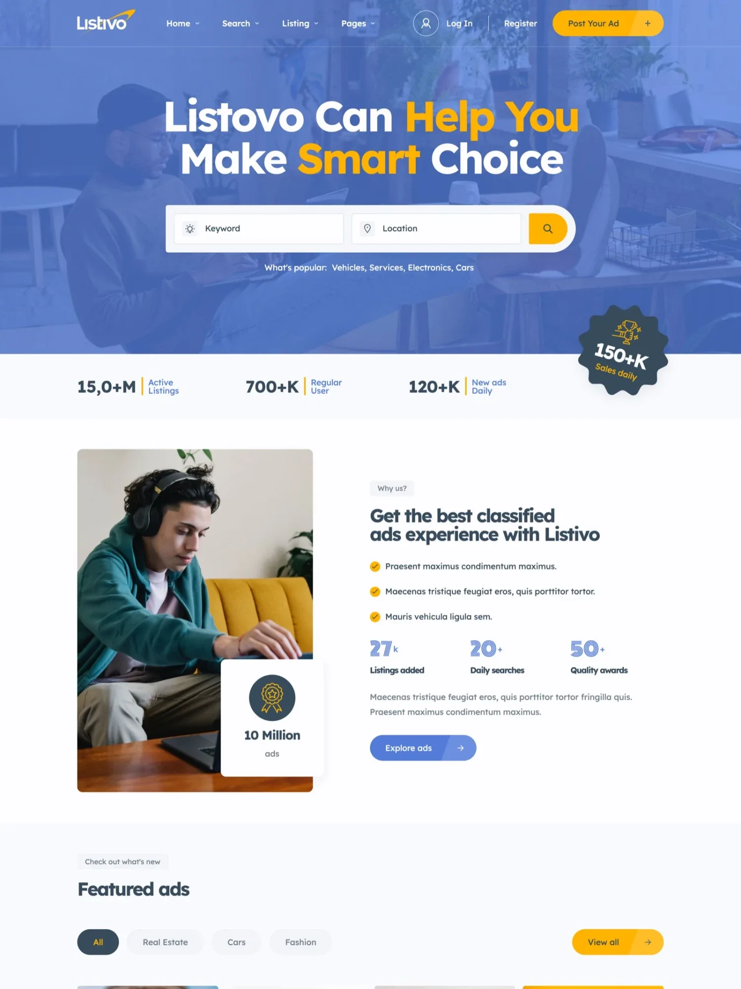 Listivo Transparent Blue demo site