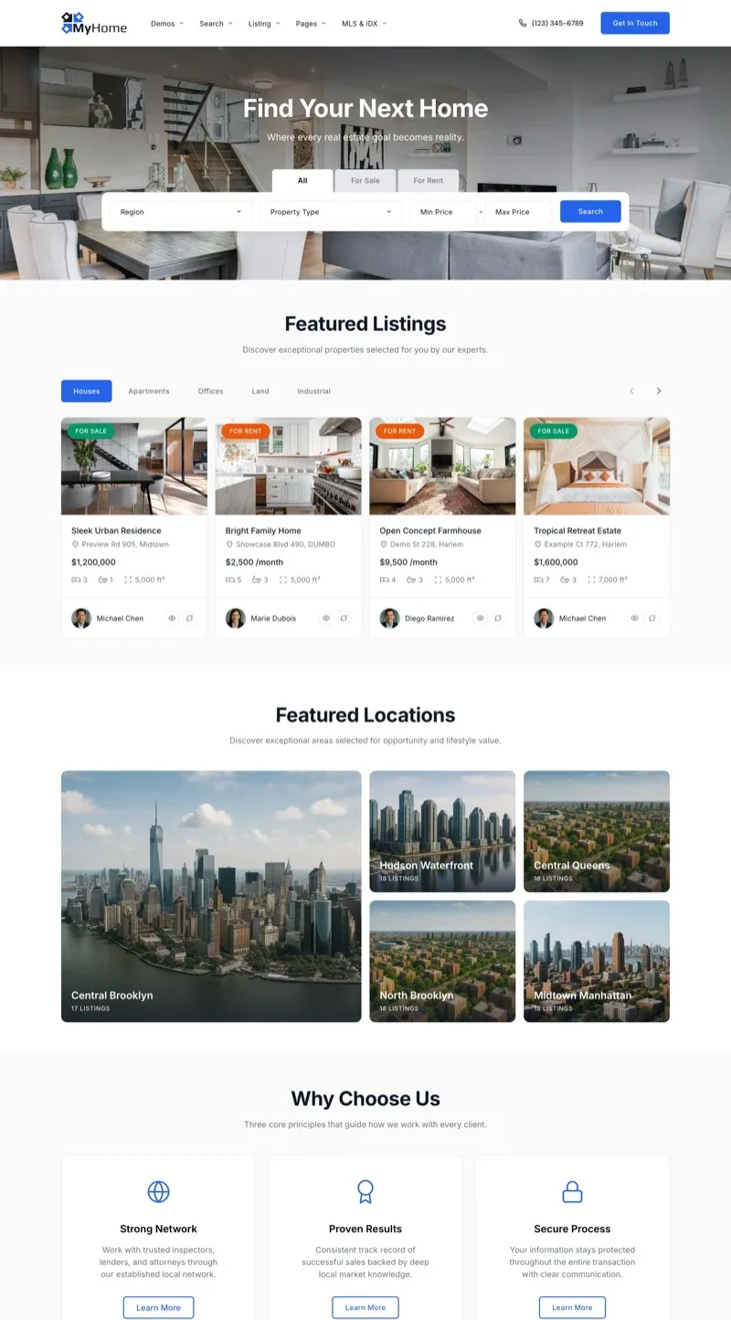 MyHome demo home page