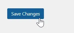 Blue Save Changes button with the mouse cursor resting on it.